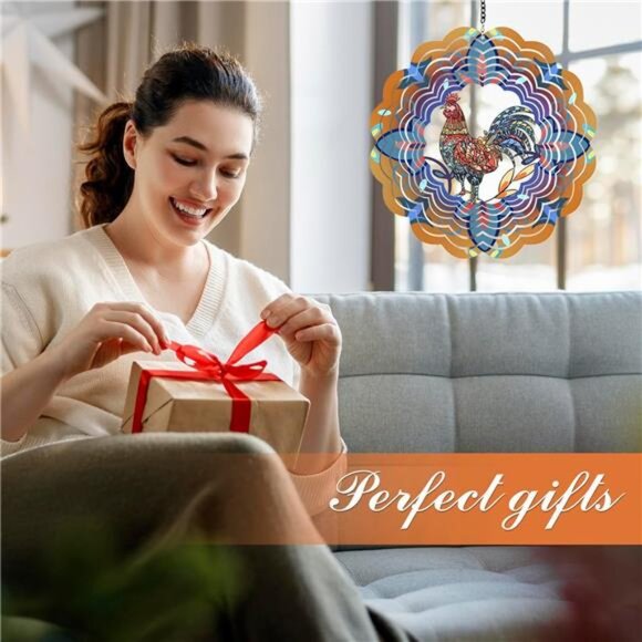 Rooster Metal Wind Spinners - Chicken Gifts for Women Mom Grandma Wife, Hanging - Picture 5 of 7